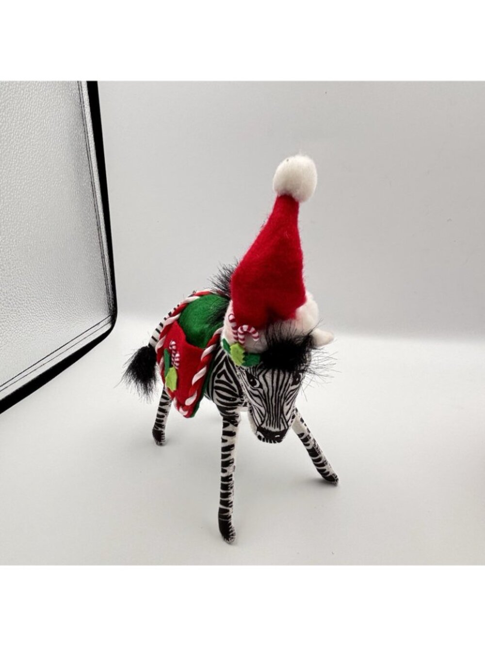 Annalee Dolls Christmas Zebra Candy Canes Santa Hat Plush Red Saddle Black 7” - Picture 3 of 12